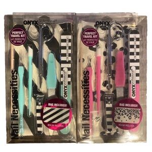 Onyx Professional Nail Necessities Travel Kit - Mint & Pink w/carrying cases (2)